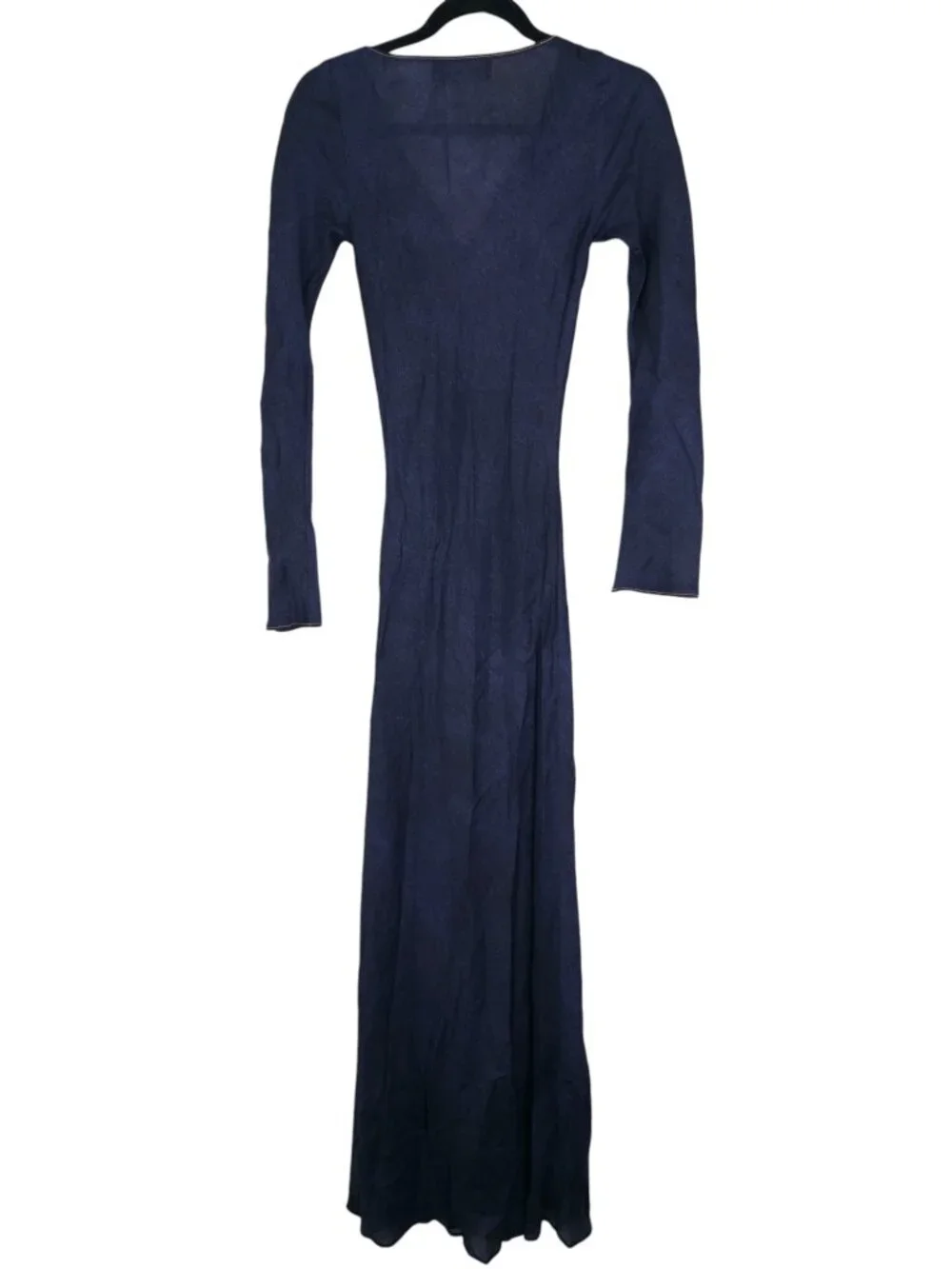 Realisation Par The Odilia Dress Dark Denim Blue Long Sleeve Silk Maxi Size XS